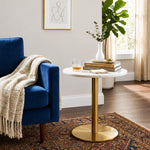 Ally Metal Side Table With Marble Top - Gold