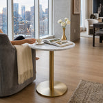 Ally Metal Side Table With Marble Top - Gold