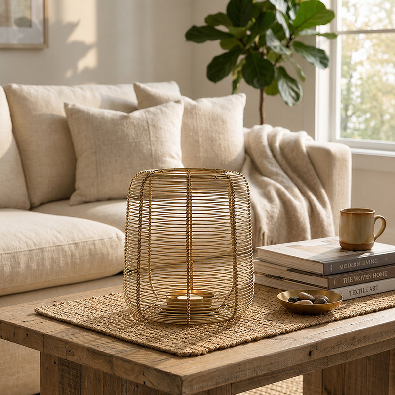 Metal Round Wire Lantern For Home Decor Large