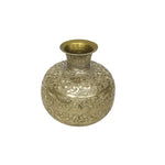 Elegant Round Matki Embossed Flower Vase For Home & Office Decor