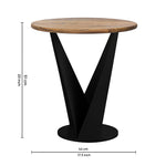 Flare Metal Side Table With Wooden Top - Black