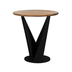 Flare Metal Side Table With Wooden Top - Black