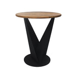 Flare Metal Side Table With Wooden Top - Black
