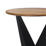 Flare Metal Side Table With Wooden Top - Black
