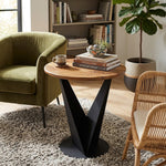 Flare Metal Side Table With Wooden Top - Black