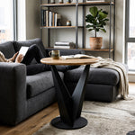 Flare Metal Side Table With Wooden Top - Black