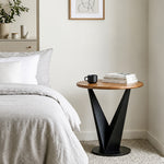 Flare Metal Side Table With Wooden Top - Black