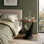 Flare Metal Side Table With Wooden Top - Black