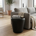 Metal Round Side Table - Black