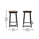 Elvor Metal Stool With Wooden Top - Black
