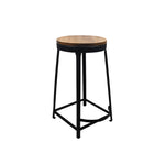 Elvor Metal Stool With Wooden Top - Black