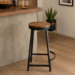 Elvor Metal Stool With Wooden Top - Black