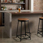 Elvor Metal Stool With Wooden Top - Black