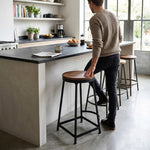 Elvor Metal Stool With Wooden Top - Black