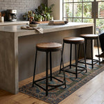 Elvor Metal Stool With Wooden Top - Black