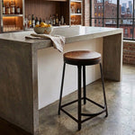 Elvor Metal Stool With Wooden Top - Black
