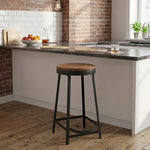Elvor Metal Stool With Wooden Top - Black