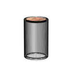 Cage Metal Stool With Wooden Top - Black