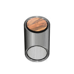 Cage Metal Stool With Wooden Top - Black