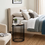 Cage Metal Stool With Wooden Top - Black