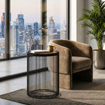 Cage Metal Stool With Wooden Top - Black