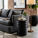 Zorr Metal Ribbed Side Table - Black