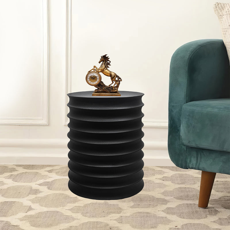 Zorr Metal Ribbed Side Table - Black