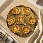 Gold Diya Set With Thali For Decor And Pooja