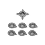 Silver Diya Set With Thali For Decor And Pooja (Set Of 8)