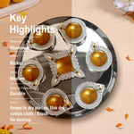Silver Diya Set With Thali For Décor And Pooja (Set Of 8)