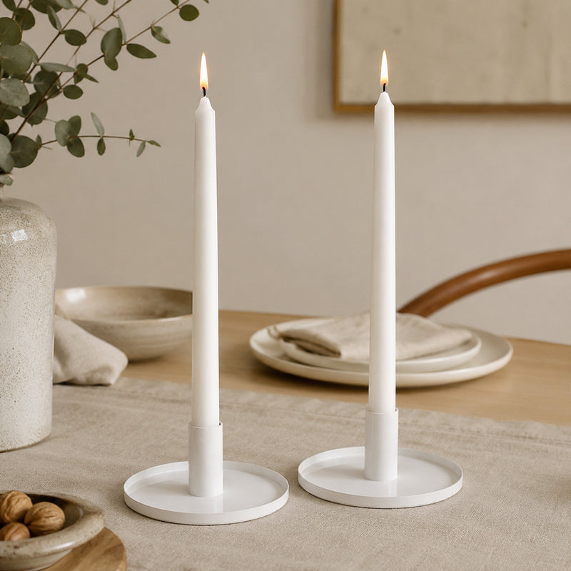 Pack Of 2 Candle Holder, Steel Tealight Holder White