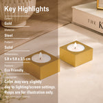 Pack Of 2 Tea Light Holder, Steel Candle Holder