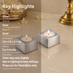 Pack Of 2 Tea Light Holder, Steel Candle Holder