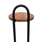 Metal Side Table With Marble Base - Brown