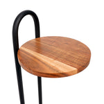 Metal Side Table With Marble Base - Brown