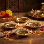 Pack Of 4 Aluminium Diyas For Pooja And Gift