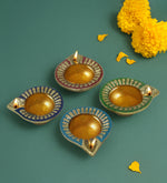 Pack Of 4 Aluminium Diyas For Pooja And Gift