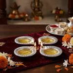 Pack Of 4 Aluminium Diyas For Pooja And Gift