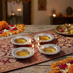 Pack Of 4 Aluminium Diyas For Pooja And Gift