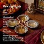 Pack Of 4 Aluminium Diyas For Pooja And Gift