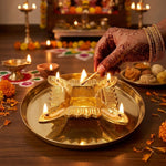 Aluminium Diya With Plate For Pooja And Gift