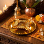 Aluminium Diya With Plate For Pooja And Gift
