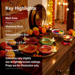 Aluminium 4 Diya With Plate For Pooja And Gift