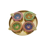 Aluminium 4 Diya With Plate For Pooja And Gift
