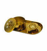 Aluminium Diya With Kumkum Box And Plate For Pooja And Gift