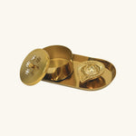 Aluminium Diya With Kumkum Box And Plate For Pooja And Gift