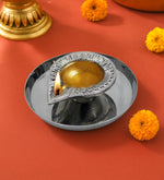 Aluminium Diya With Plate For Pooja And Gift