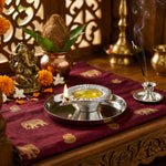 Metal Diya With Plate - Silver