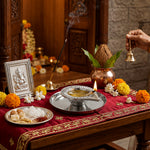 Metal Diya With Plate - Silver