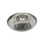 Metal Diya With Plate - Silver